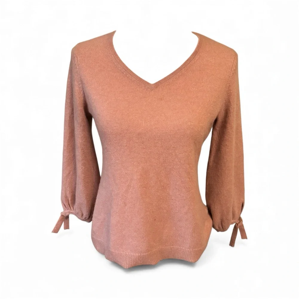 Pink Cashmere Sweater Small Petite Romantic Cottagecore Soft Girl Feminine Clean - Picture 1 of 11
